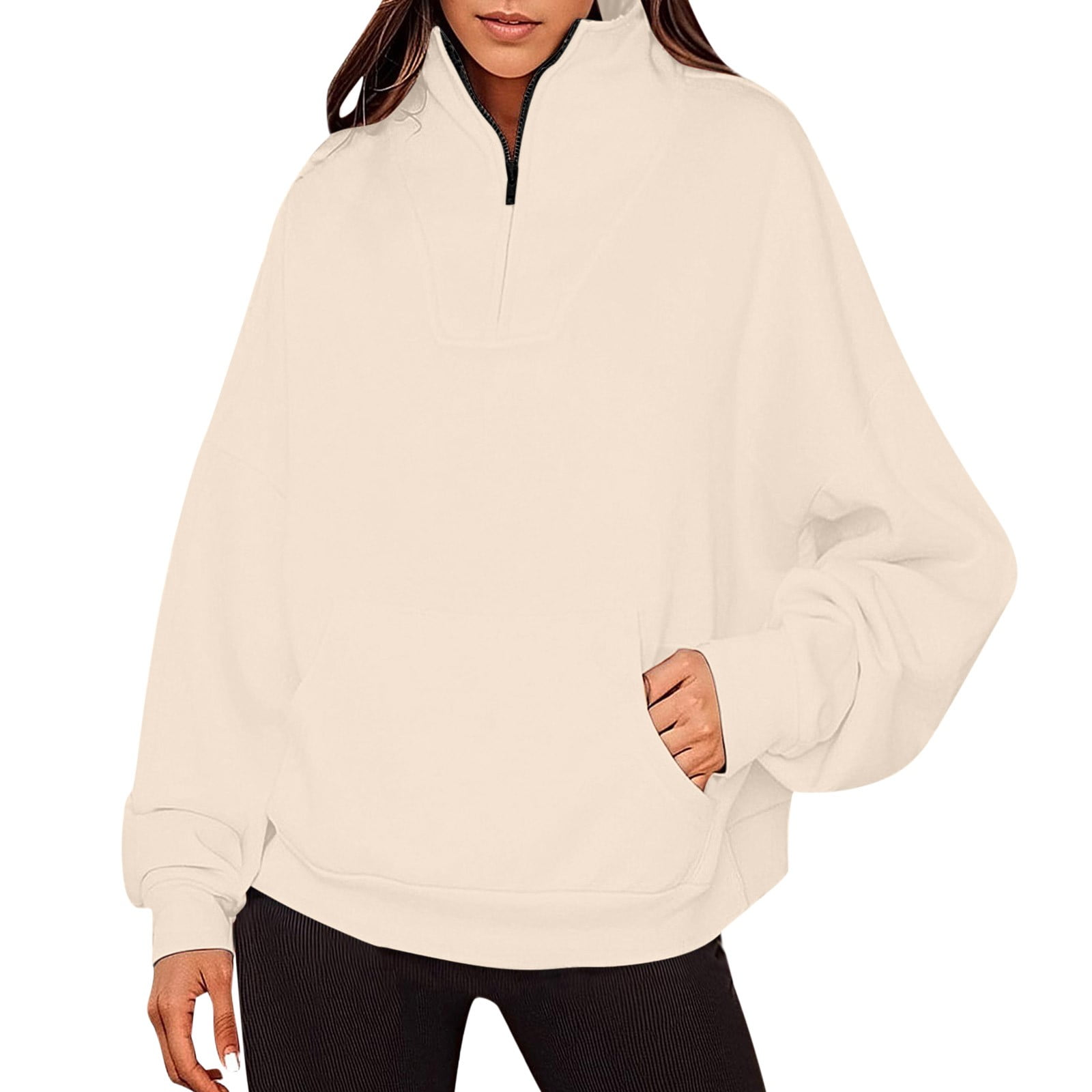 VSSSJ Women's Hoodies Casual Solid Color Long Sleeve Comfy