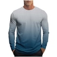 thumbnail image 1 of VSSSJ T-Shirts for Men Long Sleeve Stylish Casual Gradient Striped Print Tops Soft Breathable Crew Neck Mens Tshirts Full Sleeve Tees Navy XL, 1 of 5