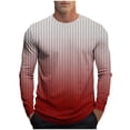 thumbnail image 1 of VSSSJ T-Shirts for Men Long Sleeve Stylish Casual Gradient Striped Print Tops Soft Breathable Crew Neck Mens Tshirts Full Sleeve Tees Red XL, 1 of 3