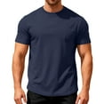 thumbnail image 1 of VSSSJ T-Shirts for Men Short Sleeve Pocket Casual Breathable Tee Shirt Waffle Crew Neck Loose Solid Color Summer Basic Tops Shirts Navy XXL, 1 of 4
