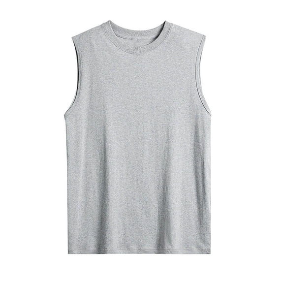 VSSSJ Tank Tops for Men Moisture Wicking Cotton Sleeveless Shirts Solid Basic Muscle Gym Workout Loose Fit Causal Summer T-Shirt Gray XXXL
