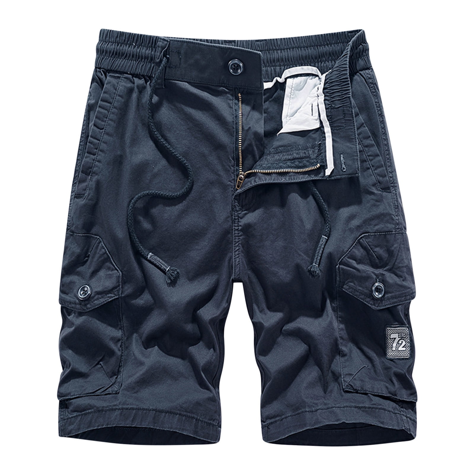 VSSSJ Tooling Shorts for Men Loose Fit Elastic Waist Button Zipper 