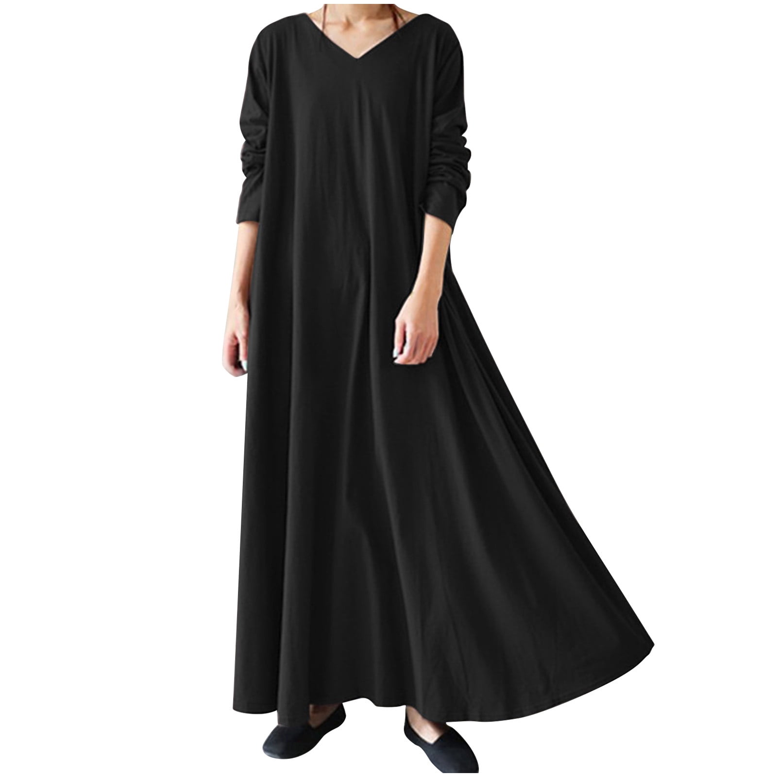 VSSSJ Women Casual Dresses Long Sleeve V Neck Loose Fit Fall Winter — free download