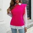 thumbnail image 1 of VSSSJ Women Cute Ruffle Sleeve Crew Neck Cable Knit Tunic Sweater Vest Casual Solid Color Pullover Sleeveless Sweater Tank Tops Red S, 1 of 6