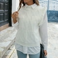thumbnail image 1 of VSSSJ Women Cute Ruffle Sleeve Crew Neck Cable Knit Tunic Sweater Vest Casual Solid Color Pullover Sleeveless Sweater Tank Tops White S, 1 of 7