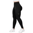 thumbnail image 1 of VSSSJ Women High Waist Yoga Pants Regular Fit Solid Color Butt Lifting Cargo Pants with Multi-Pocket Casual Gym Workout Running Leggings Black02 M, 1 of 9