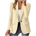 thumbnail image 1 of VSSSJ Women's Blazer Jacket Long Sleeve Button Notch Lapel Slim Fit Open Front Casual Lightweight Work Busienss Office Suit Coat Beige L, 1 of 6