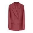 thumbnail image 1 of VSSSJ Women's Blazer Jacket Solid Color Long Sleeve Notch Lapel Suit Coat with Pockets Business Casual Classic Office Work Suit Jacket Red M, 1 of 6