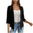 thumbnail image 1 of VSSSJ Women's Cardigan 3/4 Sleeves Open Front Casual Flowy Lightweight Summer Cardigan Loose Comfortable Draped Cardigan Black L, 1 of 7