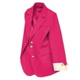 thumbnail image 1 of VSSSJ Women's Casual Long Sleeve Blazer Jacket Fashion Solid Color Notch Lapel Button Elegant Office Professional Work Suit Coat Hot Pink XL, 1 of 4