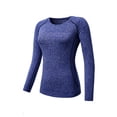 thumbnail image 1 of VSSSJ Women's Compression Shirts Stretch Raglan Long Sleeve Yoga Athletic Running T Shirt Quick Dry Workout Gym Base Layer Tops Blue XXXL, 1 of 4