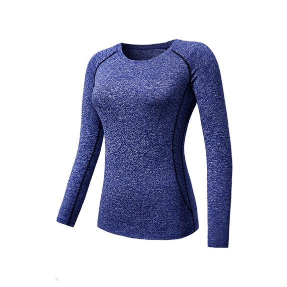 VSSSJ Women's Compression Shirts Stretch Raglan Long Sleeve Yoga Athletic Running T Shirt Quick Dry Workout Gym Base Layer Tops Blue XXXL