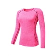 thumbnail image 1 of VSSSJ Women's Compression Shirts Stretch Raglan Long Sleeve Yoga Athletic Running T Shirt Quick Dry Workout Gym Base Layer Tops Hot Pink S, 1 of 4