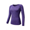 thumbnail image 1 of VSSSJ Women's Compression Shirts Stretch Raglan Long Sleeve Yoga Athletic Running T Shirt Quick Dry Workout Gym Base Layer Tops Purple M, 1 of 4
