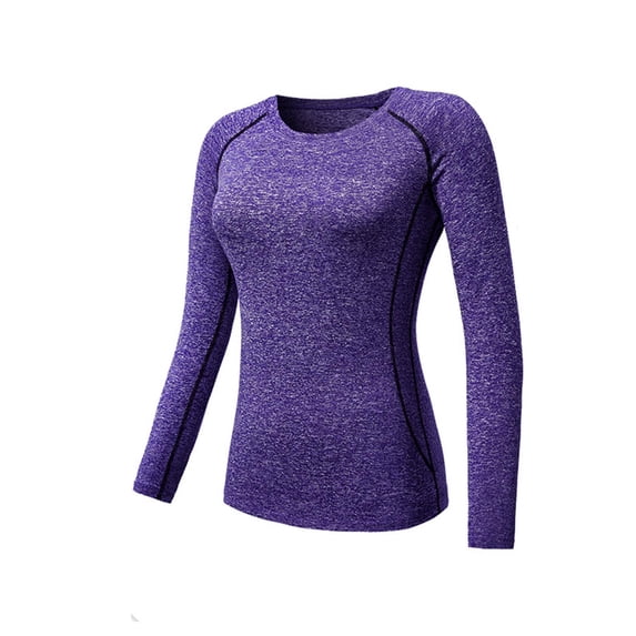 VSSSJ Women's Compression Shirts Stretch Raglan Long Sleeve Yoga Athletic Running T Shirt Quick Dry Workout Gym Base Layer Tops Purple M