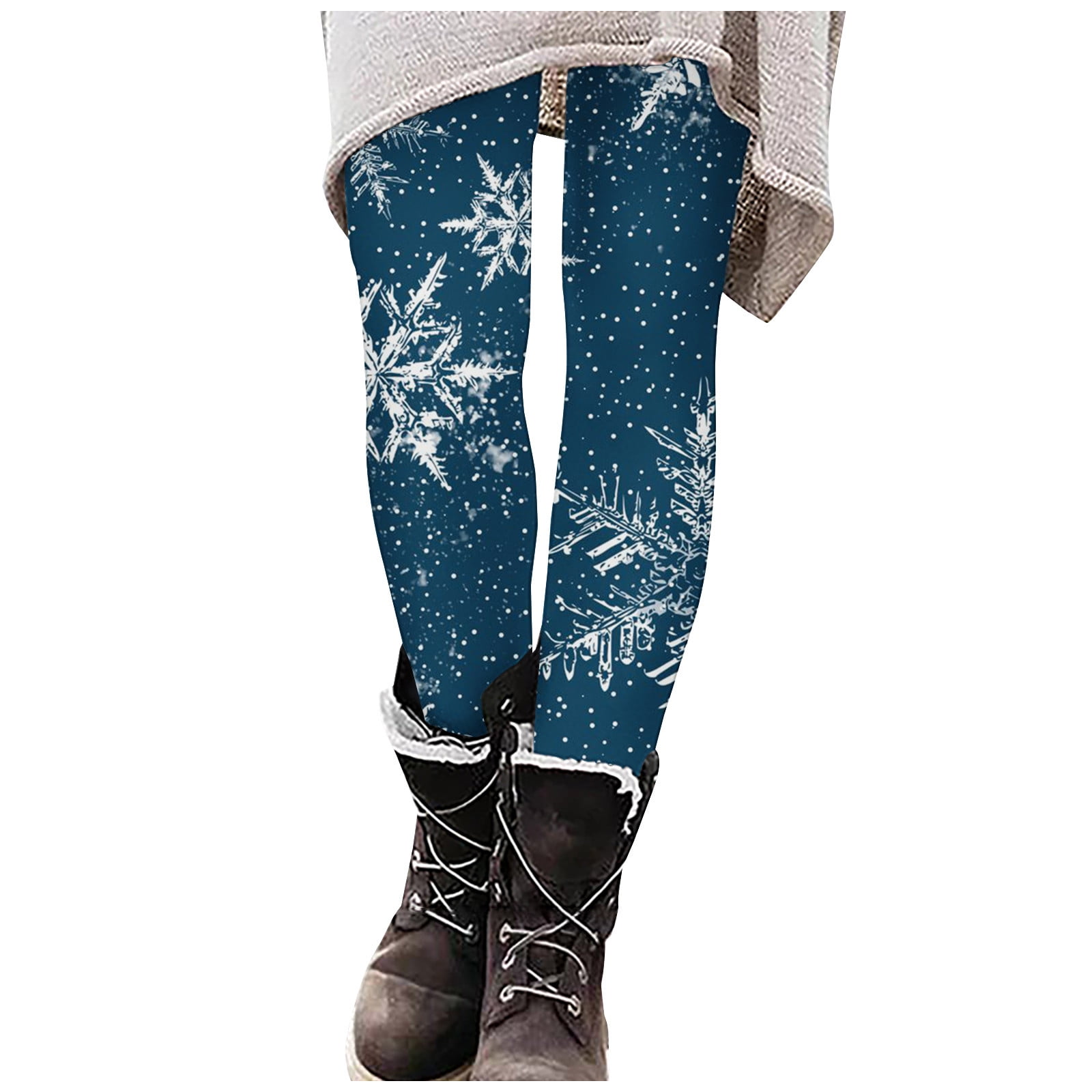VSSSJ Women s Fashion Christmas Leggings Fitted Snowflake Print High Waist Full Length Tight Pants Casual Holiday Lightweight Trousers Purple XL Walmart