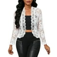 thumbnail image 1 of VSSSJ Women's Floral Lace Cardigan Long Sleeve Open Front Slim Fit Elegant Cardigan Tops Blouse White XXL, 1 of 7