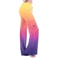 thumbnail image 1 of VSSSJ Women's Gradient Color Pants Slim Fit Drawstring Elastic Waist Wide Leg Trousers with Side Pockets Casual Fashion Relaxed Yoga Pants Yellow L, 1 of 6