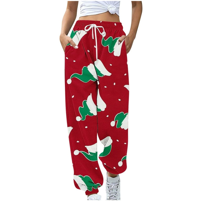 VSSSJ Women s High Waisted Sweatpants for Christmas Regular Fit