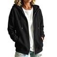thumbnail image 1 of VSSSJ Women's Hoodie Sweatshirts Relaxed Fit Zip Up Long Sleeve Drawstring Pocket Casual Sweatshirt Jacket Top Fall Winter Outfit Black S, 1 of 8