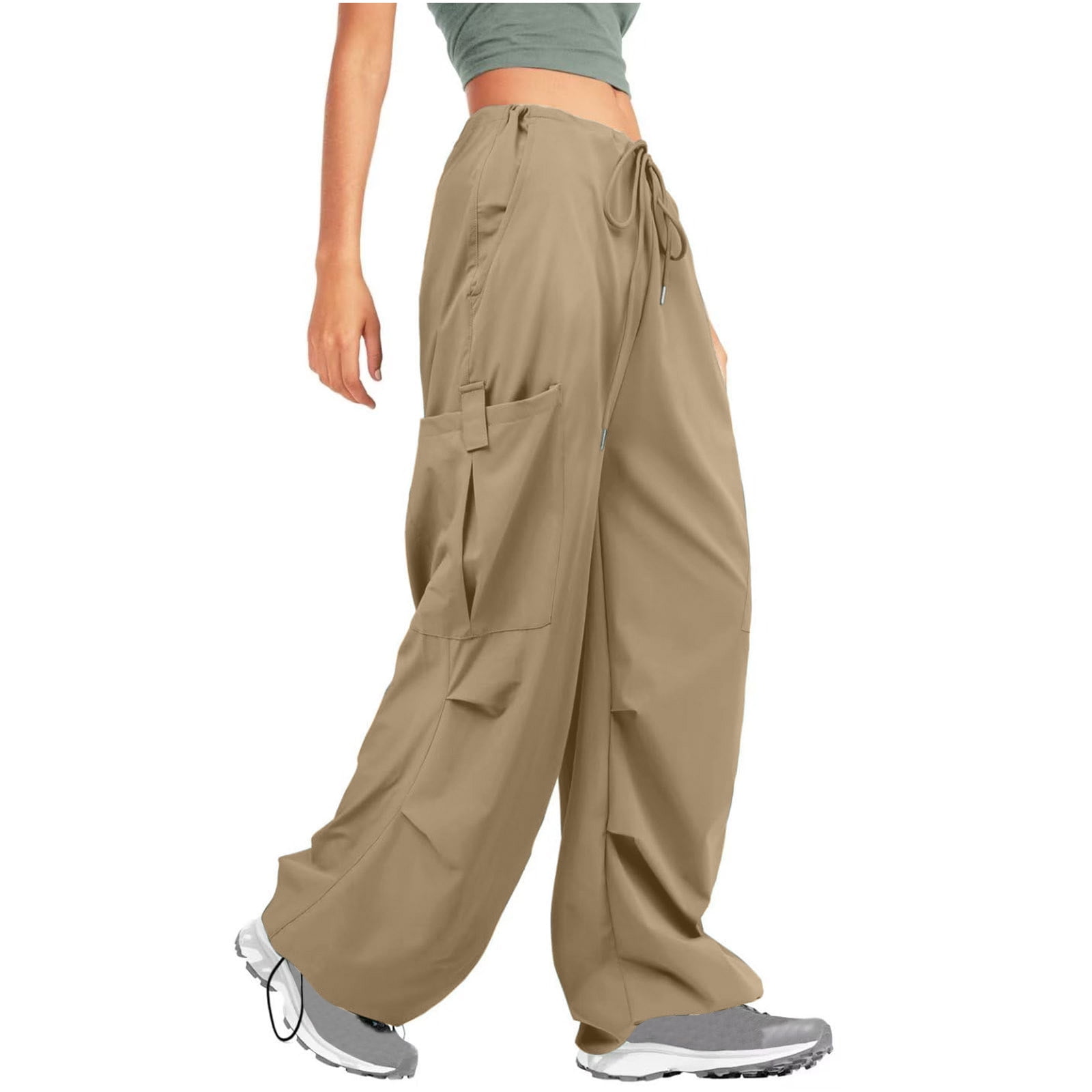 VSSSJ Women's Hot Girl Style Cargo Pants Regular Fit Solid Color