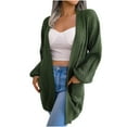 thumbnail image 1 of VSSSJ Women's Long Sleeve Cardigan Chunky Cable Knit Draped Solid Color Casual Open Front Fall Winter Sweater Coat with Pockets Army Green L, 1 of 6