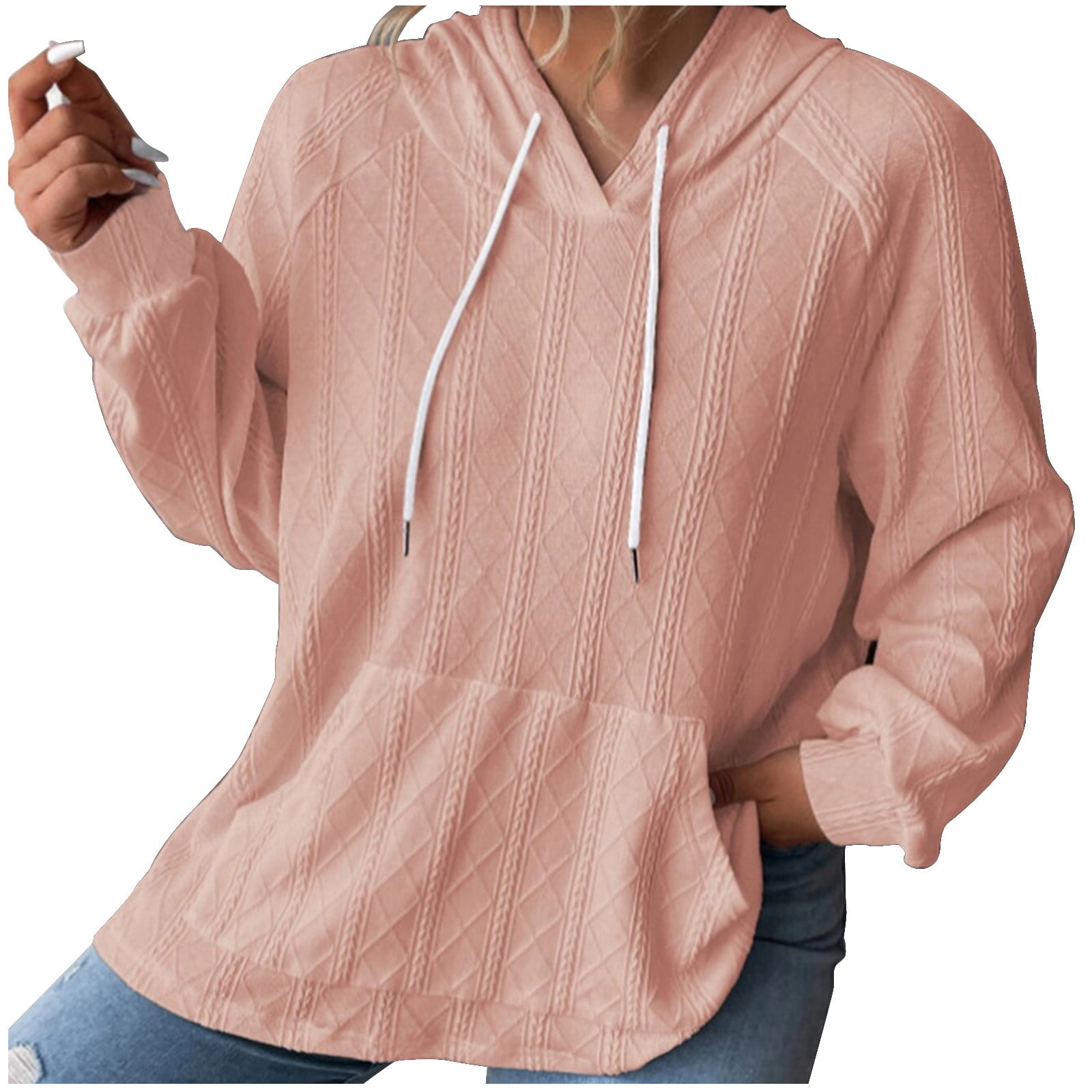 VSSSJ Women's Hoodies Casual Solid Color Long Sleeve Comfy