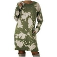 thumbnail image 1 of VSSSJ Women's Long Sleeve Casual Tie-Dyed Printed Sweatshirt Dresses Oversized Crew Neck Loose Pockets Knee Length Pullover Dress Green M, 1 of 3