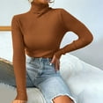 thumbnail image 1 of VSSSJ Women's Long Sleeve Simple Versatile Pullover Sweaters Turtleneck Slim Fit Solid Color Ribbed Knitted Classic Sweater Tops Orange XL, 1 of 8