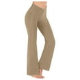 thumbnail image 1 of VSSSJ Women's Plus Size Yoga Leggings Solid Color V Elastic Waist Hip Lifting Wide Leg Flared Pants Fashion Fitness Exercise Pants with Pocket Khaki XXL, 1 of 4