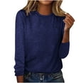 thumbnail image 1 of VSSSJ Women's Solid Color Basic T-Shirts Casual Crew Neck Classic Pullover Shirts Long Sleeves Loose Comfortable Tops Fall Clothes Blue XXL, 1 of 4