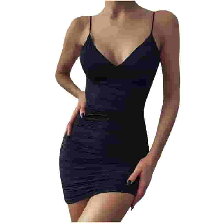 Fashion V Neck Spaghetti Straps Slim Bodycon Dress Fashion V Neck Spaghetti Straps Slim Bodycon Dress