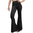 thumbnail image 1 of VSSSJ Women's Stretch Flared Pants Oversized Fit Solid Color High Waist Hip Lifting Wide Leg Trousers Fashion Leisure Cozy Bell Bottoms Pants Black S, 1 of 7