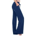 thumbnail image 1 of VSSSJ Women's Stretch Yoga Leggings Plus Size Solid Color High Waist Straight Wide Leg Pants Trendy Lightweight Workout Trousers with Pocket Blue XL, 1 of 9