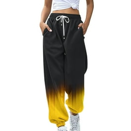 VSSSJ Women s Color Block Patchwork Sweatpants Relaxed Drawstring High Elastic Waist Baggy Pants Fall Winter Everyday Jogging Streetwear Orange XXL Walmart
