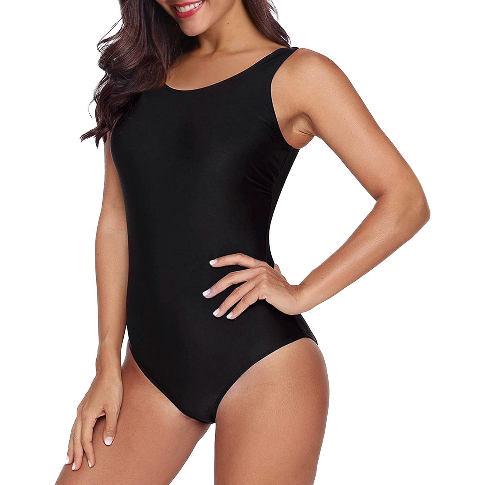 Summer Clearance Sale! Joau Women's Plus Size Black One Piece Swimsuit Mesh  Back Tie V Neck Tummy Control Bathing Suit Beach Swimwear Monokini with  Adjustable Straps 