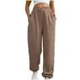 thumbnail image 1 of VSSSJ Women's V Cross Waist Sweatpants with High Waisted Relaxed Solid Color Straight Close Slant Pocket Trousers Baggy Workout Jogger Pants Brown L, 1 of 7
