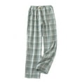 thumbnail image 1 of VSSSJ Women's Versatile Pajamas Pants Relaxed Plaid Print Drawstring Elastic Waist Straight Wide Leg Pants Casual Comfort Home Sleepwear Mint Green XXL, 1 of 2