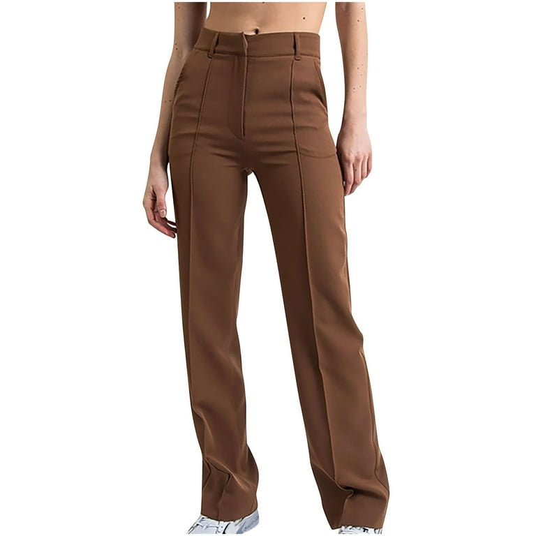 Ladies brown slim leg trousers discount