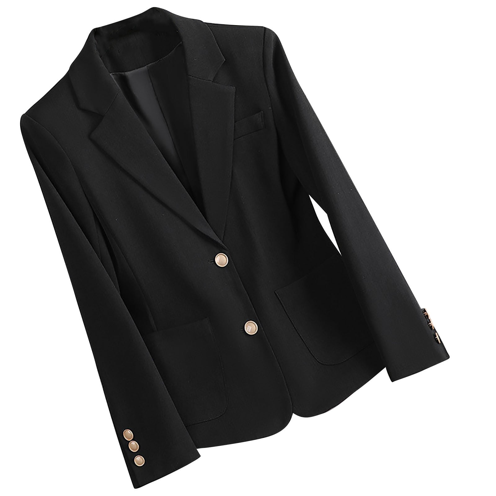 Chic Solid Color Blazer Casual Long Sleeve Lapel Work Office Jacket