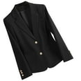 thumbnail image 1 of VSSSJ Womens Business Casual Blazer Classic Notch Lapel Button Long Sleeve Office Work Solid Color Suit Jacket Black XXXL, 1 of 7