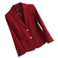 thumbnail image 1 of VSSSJ Womens Business Casual Blazer Classic Notch Lapel Button Long Sleeve Office Work Solid Color Suit Jacket Red XXL, 1 of 7