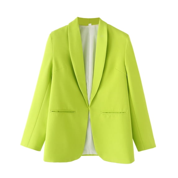 VSSSJ Womens Casual Blazers Open Front Notch Lapel Long Sleeve Work Office Suit Jackets Blazer with Pocket Green L