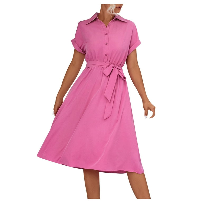 Button front midi dress short sleeve on sale