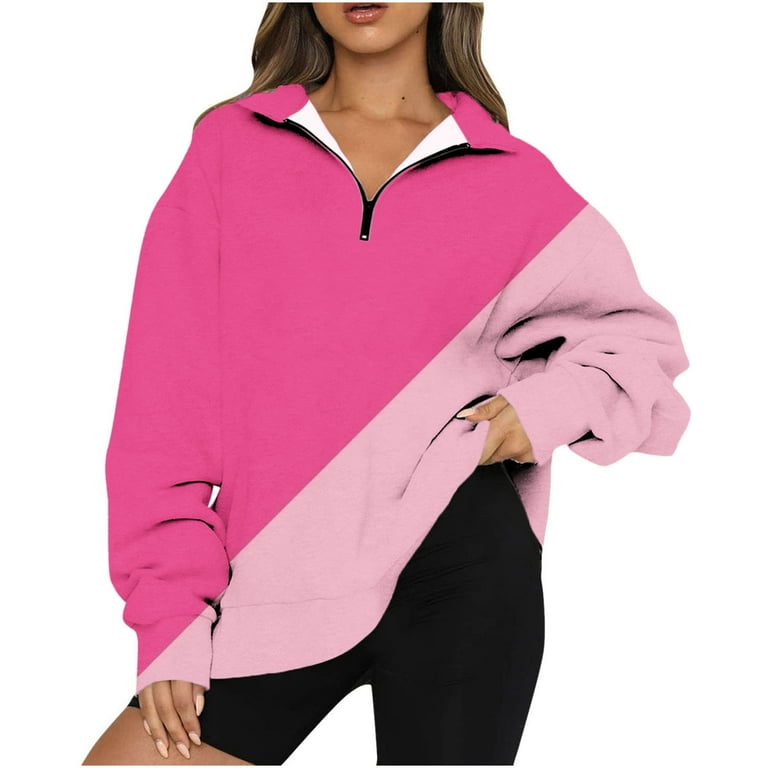 Loose color block half zip sweatshirt new arrivals
