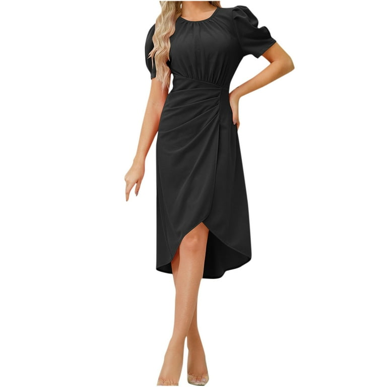 Elegant Solid Slit Asymmetrical O Neck Irregular Dress Dresses Elegant Solid Slit Asymmetrical O Neck Irregular Dress Dresses
