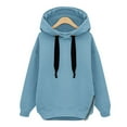 thumbnail image 1 of VSSSJ Womens Hoodies Sweatshirt Crew Neck Loose Long Sleeve Oversized Casual Crew Neck Side Zipper Winter Warm Hooded Pullover Light Blue XXL, 1 of 5