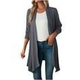 thumbnail image 1 of VSSSJ Womens Long Sleeve Open Front Cardigans Solid Color Casual Irregular Hem Soft Draped Simple Classic Cardigan with Pockets Dark Gray XL, 1 of 9