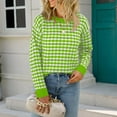thumbnail image 1 of VSSSJ Womens Long Sleeve Pullover Sweaters Casual Crewneck Classic Plaid Geometric Printed Soft Comfy Knitted Sweater Jumper Tops Green M, 1 of 6