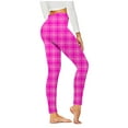 thumbnail image 1 of VSSSJ Womens Plaid Print Leggings Slim Fit Hip Lifting High Waist Lightweight Tights Comfortable Fitness Running Yoga Full Length Pants Hot Pink XL, 1 of 6